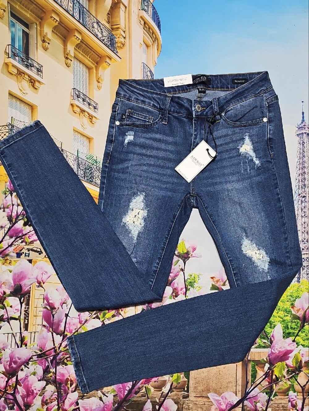 Judy Blue Dark Blue Distressed Skinny Jeans Size 3/26 New
